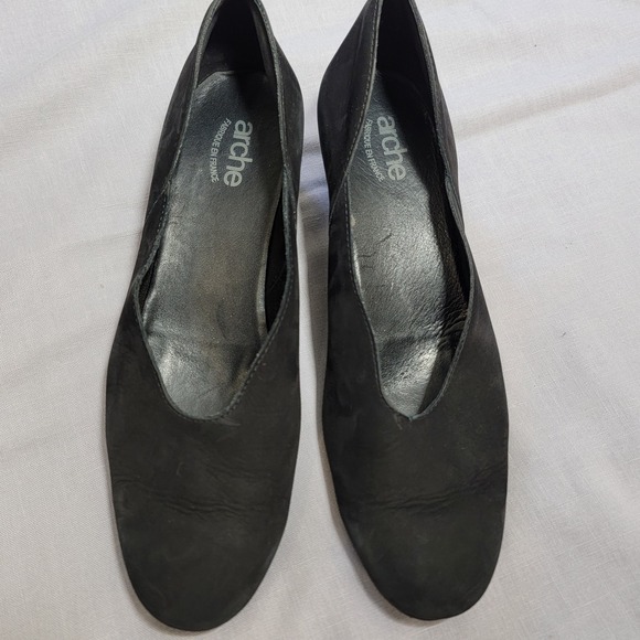 Arche France Slip On Wedge Black Nubuck Shoes Pumps Size 9.5‎ US 40 EU Comfort - Picture 2 of 16